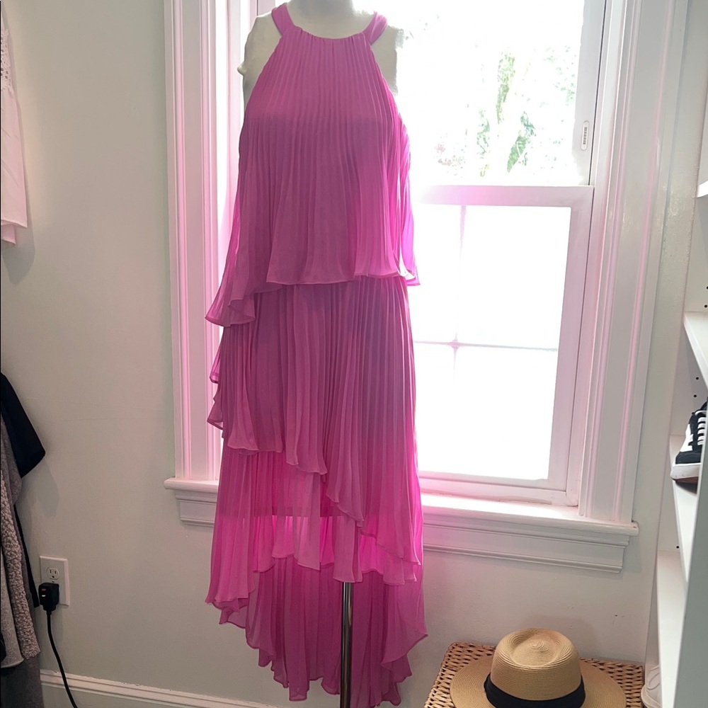 Laundry by Shelli Segal Pink Layered Pleated Dress
